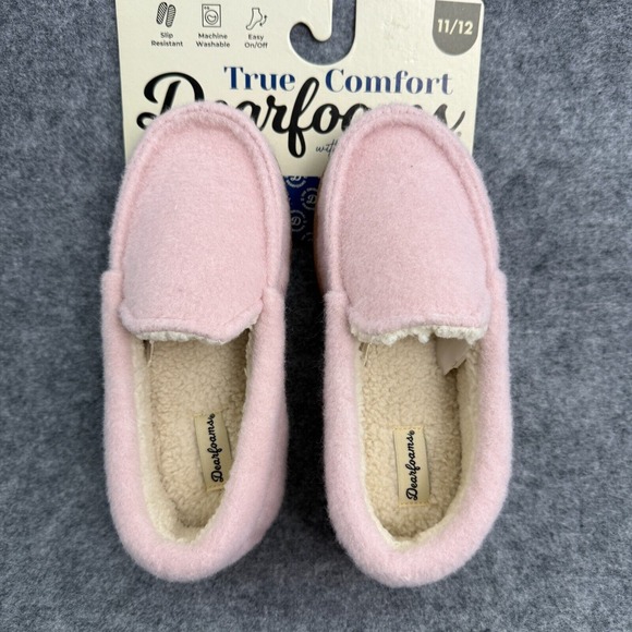 dearfoams Other - Dearfoams True Comfort Slippers Youth Girl Size 11/12 Pink Slip On Cozy Warm NEW